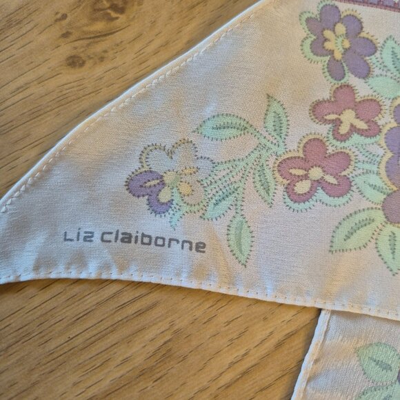 Vintage Liz Claiborne Bias Cut Pastel Silk Scarf - Picture 5 of 6